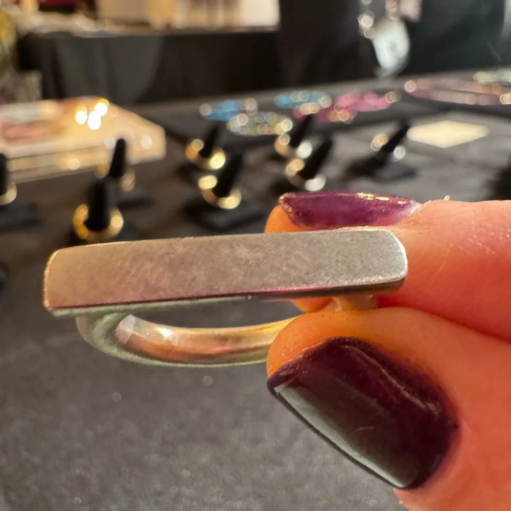 Handmade Silver Bar Ring Size 7 3/4 - Picture 1 of 4